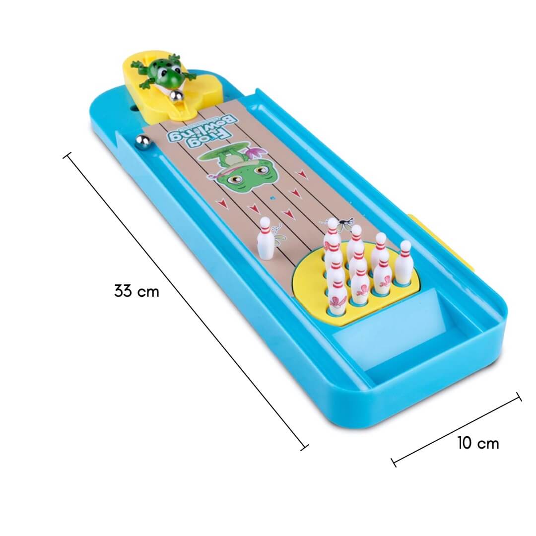 Gadget educativo da scrivania – Frog Bowling con pista, birilli e palla