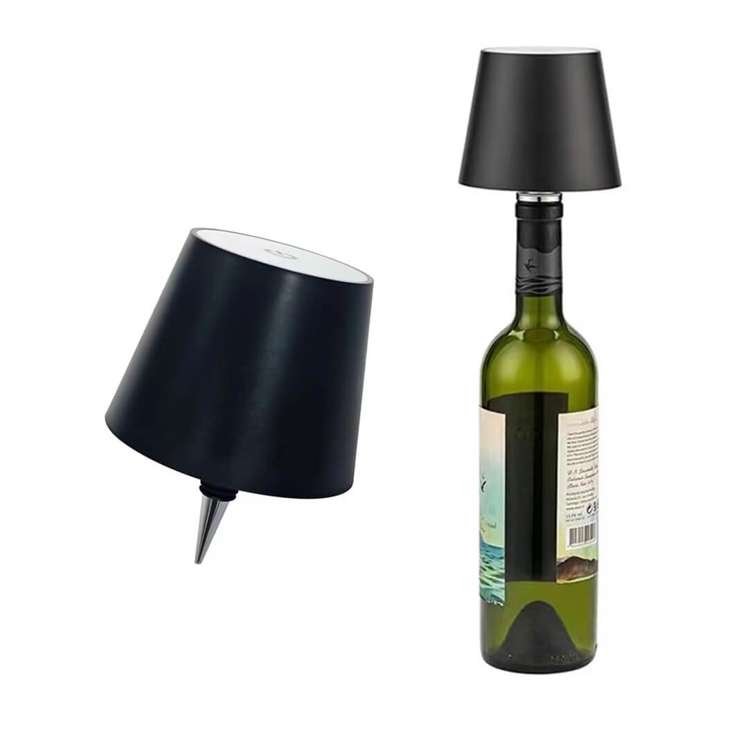 Lampada Per Bottiglia Di Vino Wireless Ricaricabile USB-C – 3 Colori Luce E Dimmer Touch – Batteria 3600 MAh – Adattatore Universale In Silicone (Blu Reale) - 4