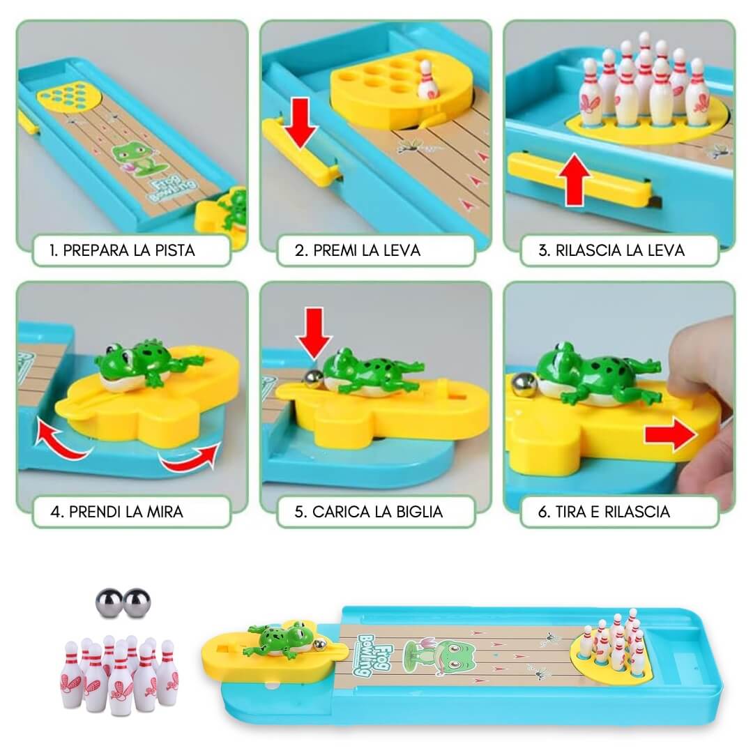 Gioco da tavolo compatto e colorato – mini bowling per casa, ufficio o feste